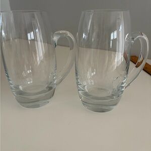 Clear Glass Beer Mugs with Handle - Set of 2